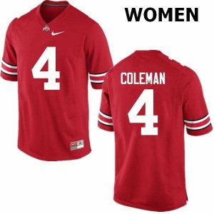Women's Ohio State Buckeyes #4 Kurt Coleman Red Nike NCAA College Football Jersey August QEX8344RR